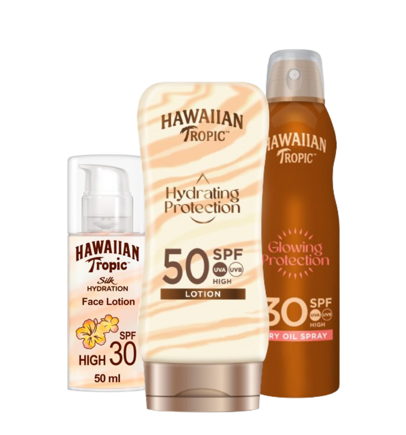 Tripack Loción Hydrating Protection SPF 50 + Silk Hydration Face SPF 30 + Aceite Bruma Glowing Protection SPF 30