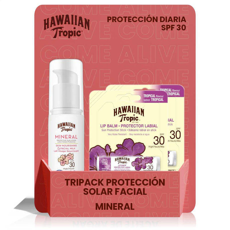 Tripack Mixto - Leche Solar Nutritiva Mineral Skin Facial SPF 30 50ml + 2 Lip Balms SPF 30 - 3 unidades