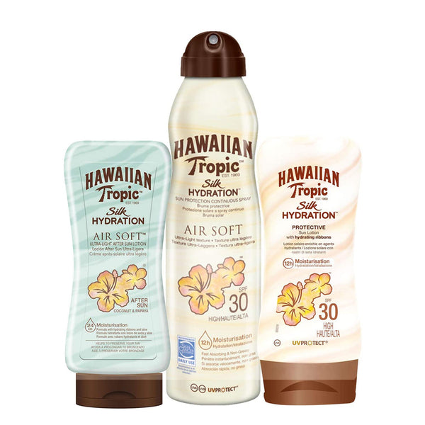 Tripack Bruma Air Soft SPF 30 + Loción Silk Hydration SPF 30 + Aftersun Air Soft